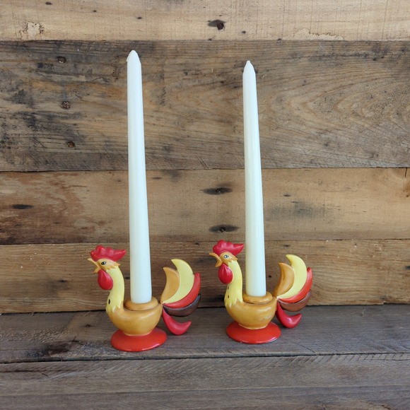 Vintage 1960 Coq Rouge by Holt-Howard Candle Holders Set of Two - Picture 4 of 11